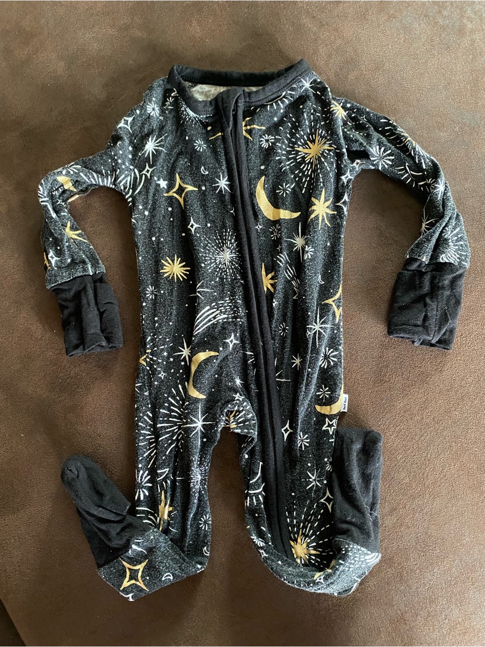 Little Sleepies Black and Gold Celestial Footed One-Piece